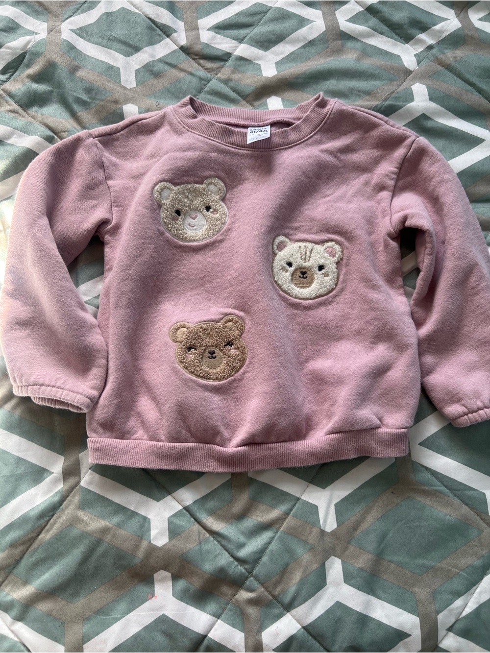 Carter's Pink Sweatshirt with Three Bear Appliqués